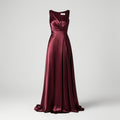Silk Evening Dress - Elegant burgundy silk gown