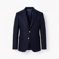 Tailored Wool Blazer - Navy with gold buttons